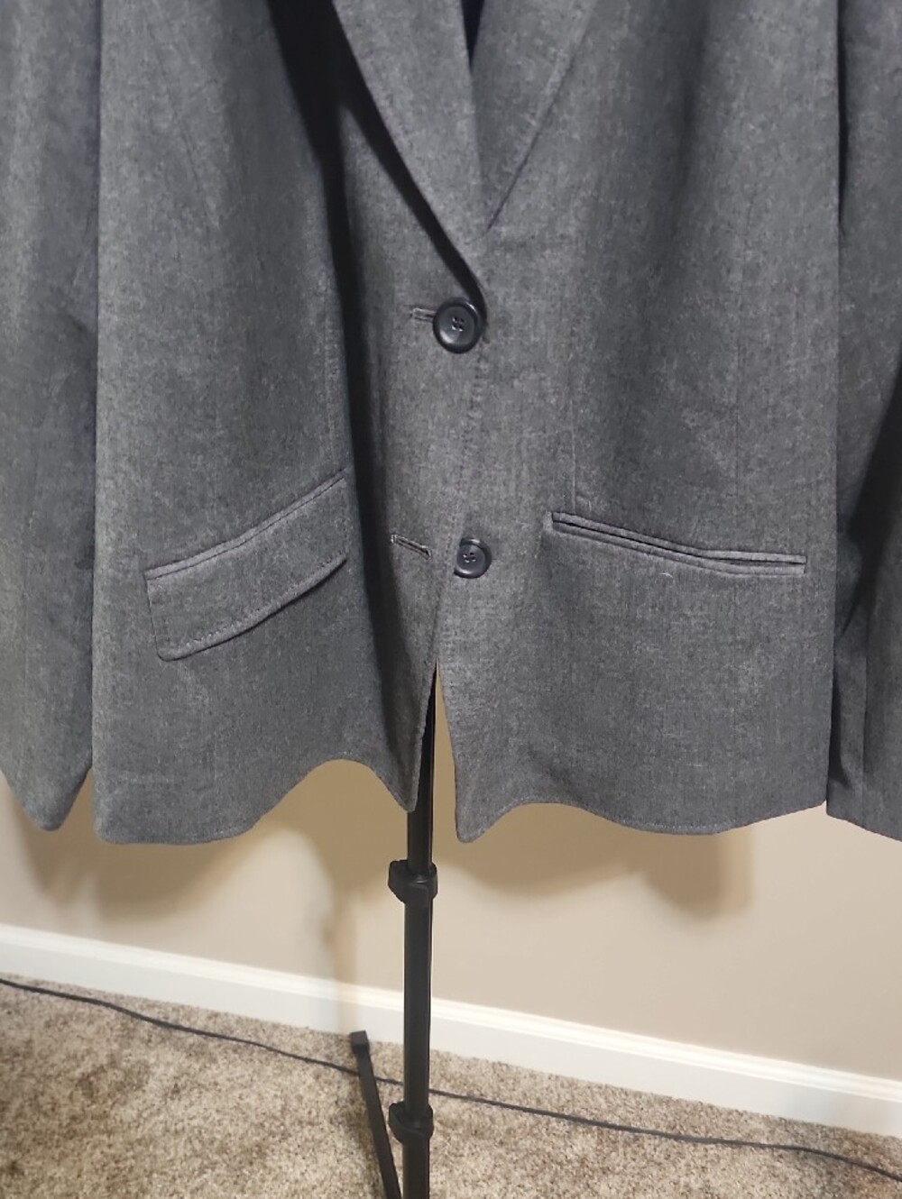 Talbots Gray Two-Button Wool-Blend Blazer - Picture 3 of 7